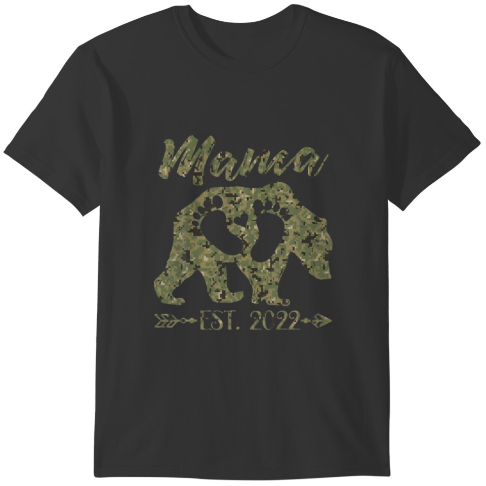 New Mama Mom Bear Est 2022 Baby Shower Announce T-shirt