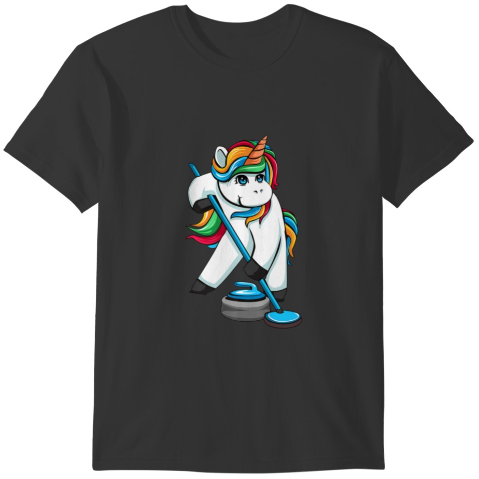Funny Unicorn Curling Design For Men Women Curling T-shirt