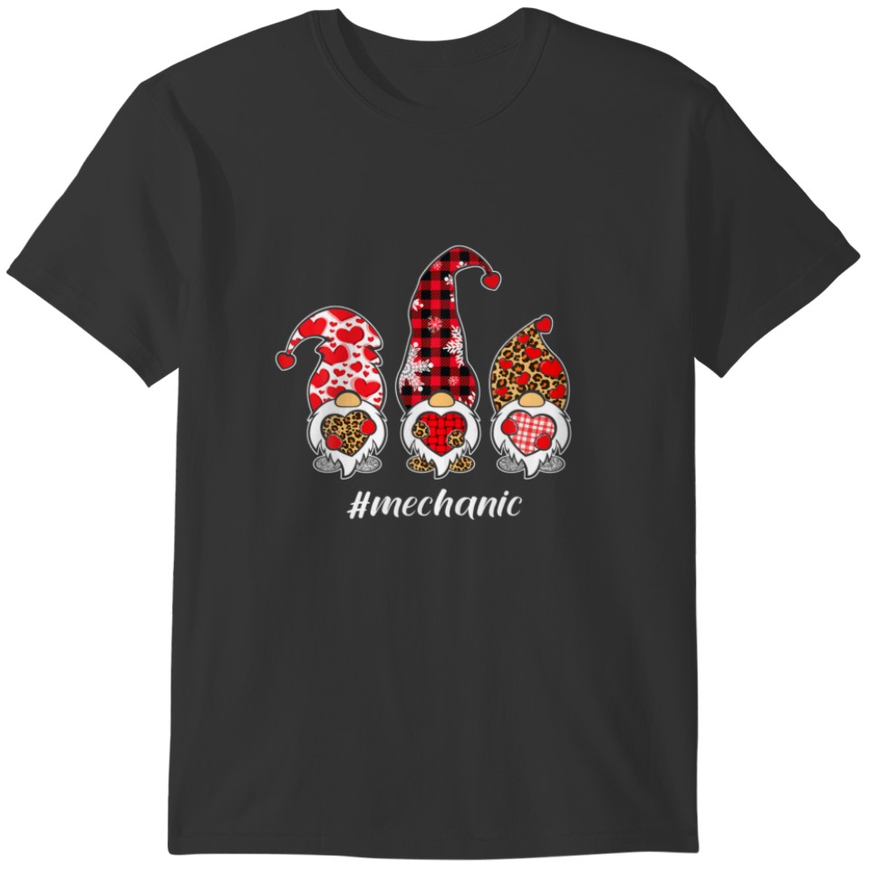 Leopard Mechanic Gnome Christmas Valentine Family T-shirt