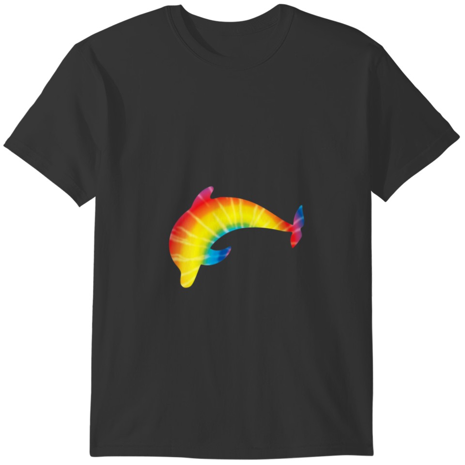 Womens Tie Dye Dolphin Rainbow Print Beluga Hippie T-shirt