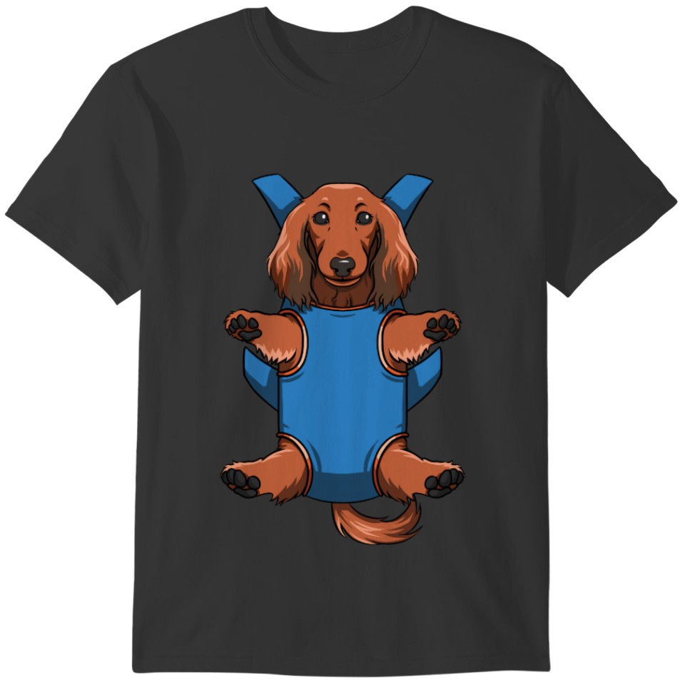 Puppy Long Haired Dachshund Carrier  Men T-shirt