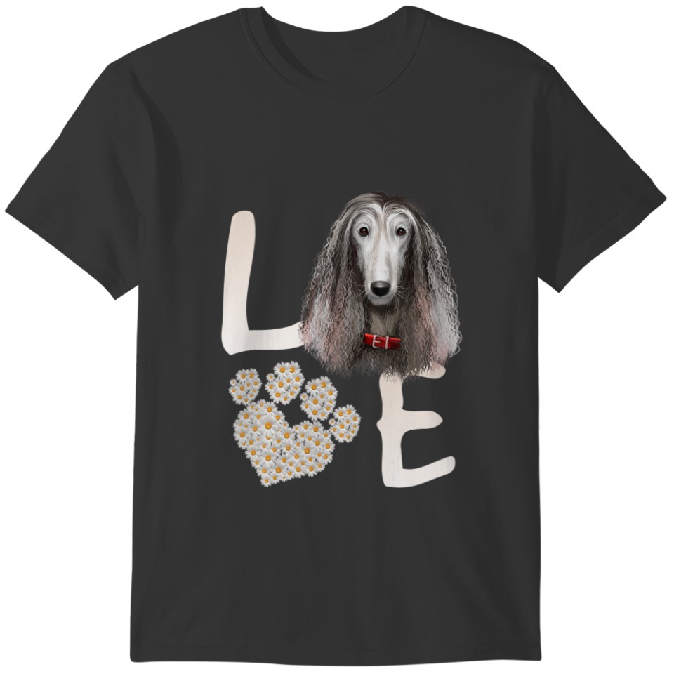 Dogs 365 Love Afghan Hound Dog Paw Pet Rescue T-shirt