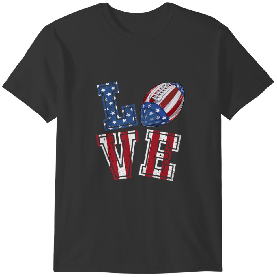 4Th Of July Love American Football Patriotic Ameri T-shirt