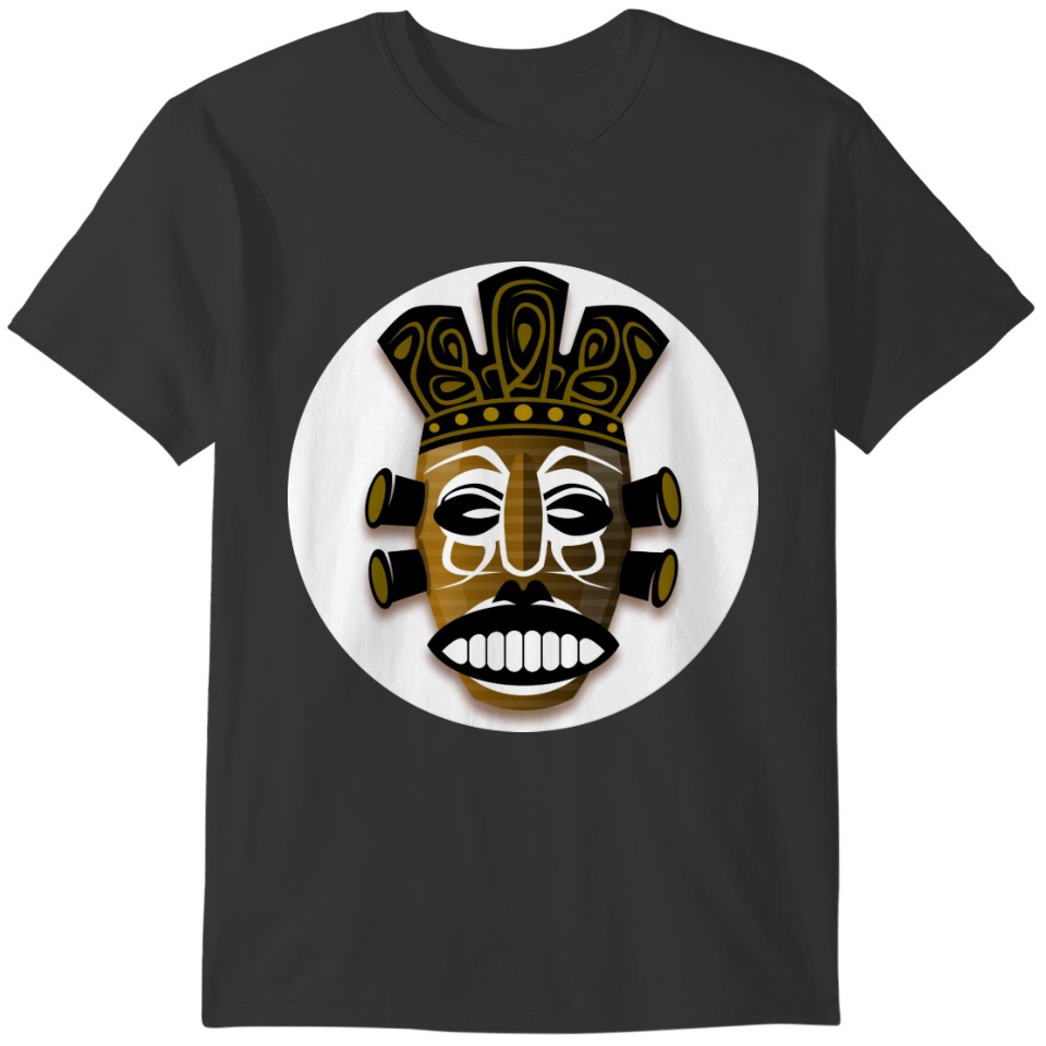 AFRICAN TRIBAL MASK WITH WHITE CIRCLE DESIGN T-shirt