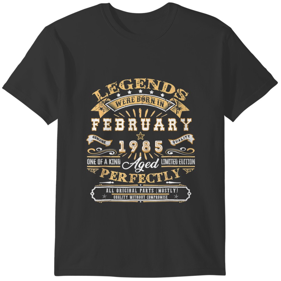37Th Birthday Gift For Legend Born February 1985 3 T-shirt