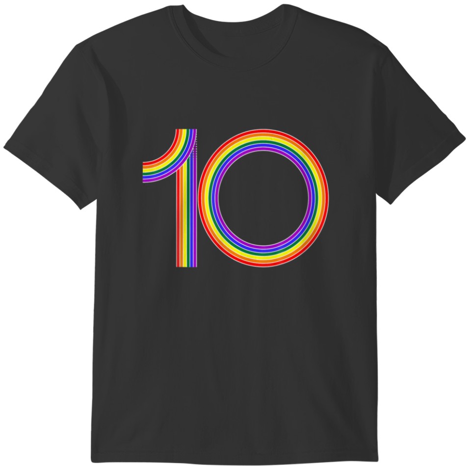 Funny 10Th Birthday Gift Cute 10 Year Old Rainbow T-shirt