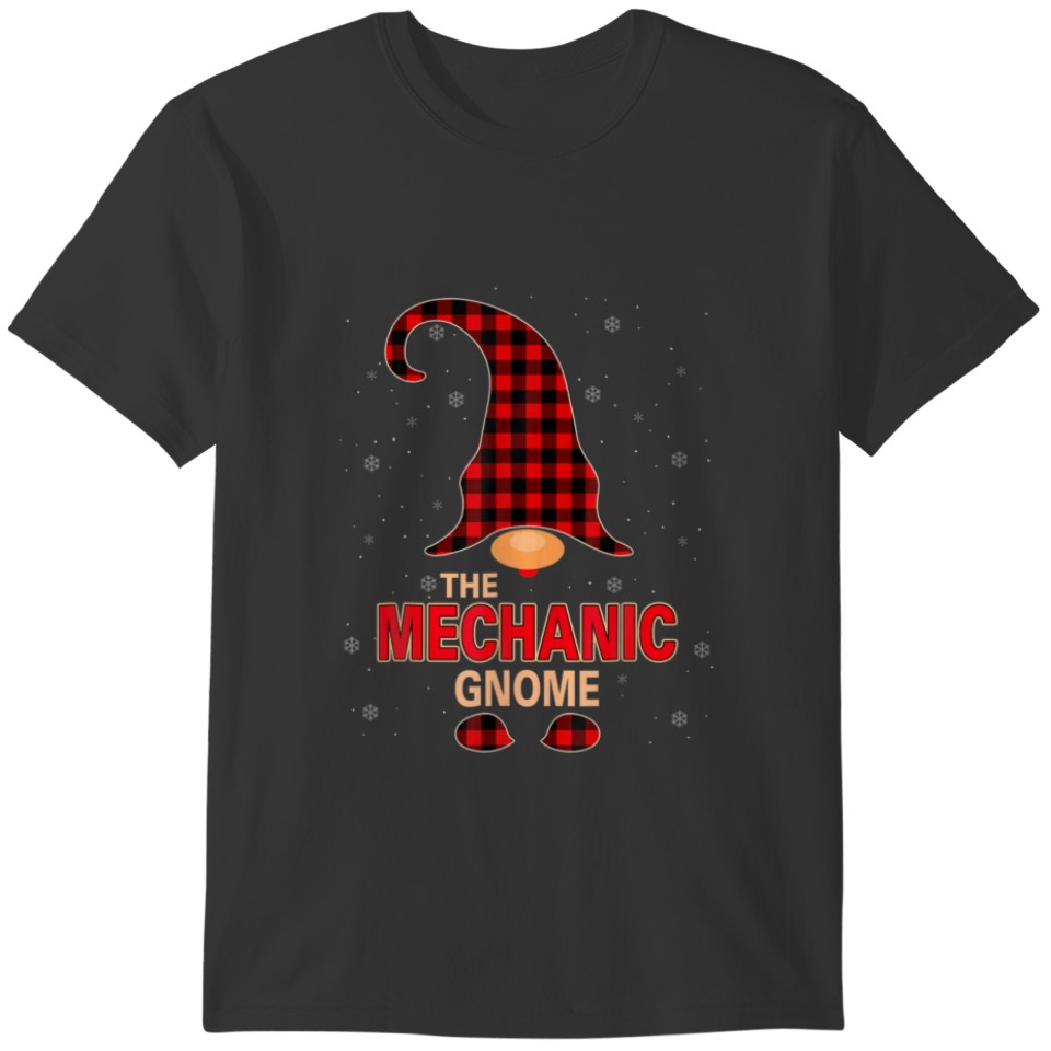 The Mechanic Gnome Christmas Red Buffalo Plaid Paj T-shirt