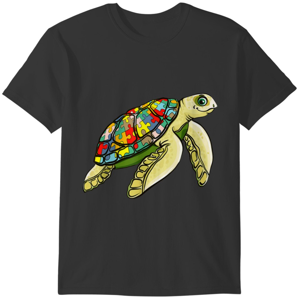 Autistic |Sea Turtle Puzzle Piece Autism Awareness T-shirt
