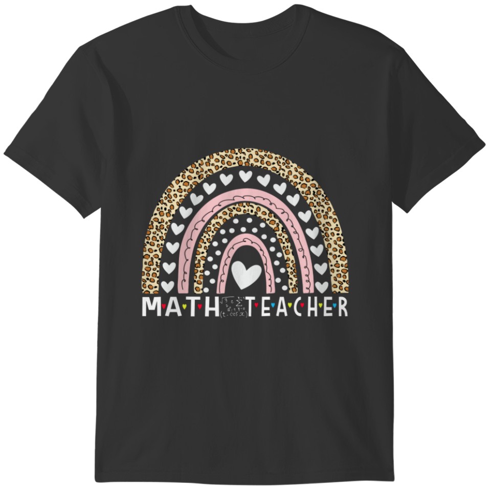 Math Teacher with Rainbow Back To School T-shirt