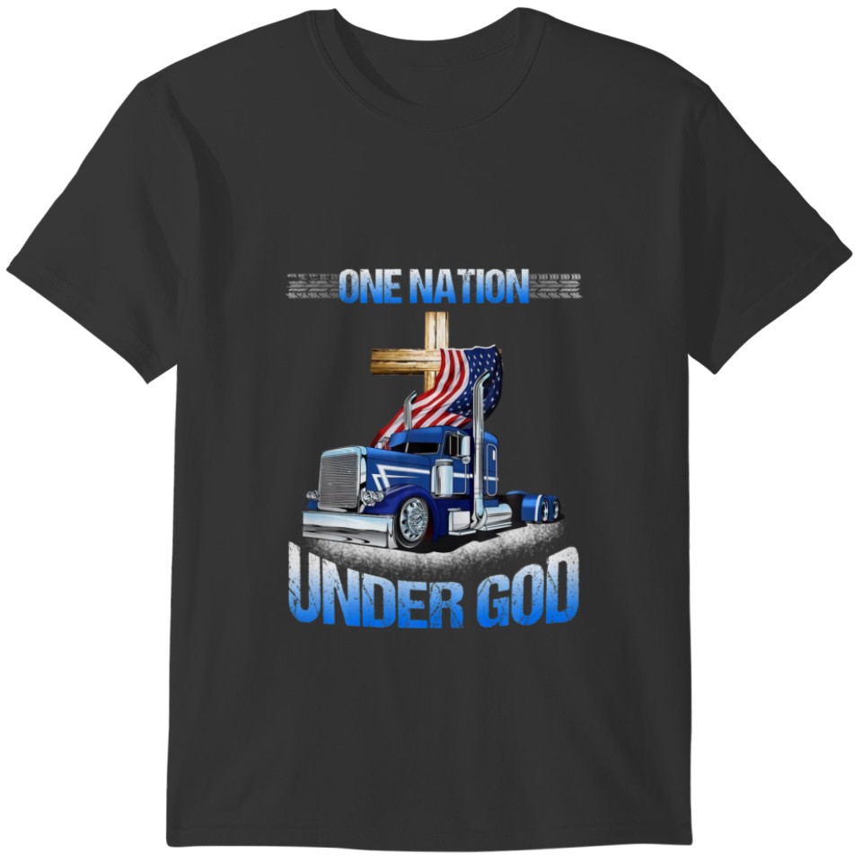 One Nation Under God Jesus Cross Truck Men Christi T-shirt