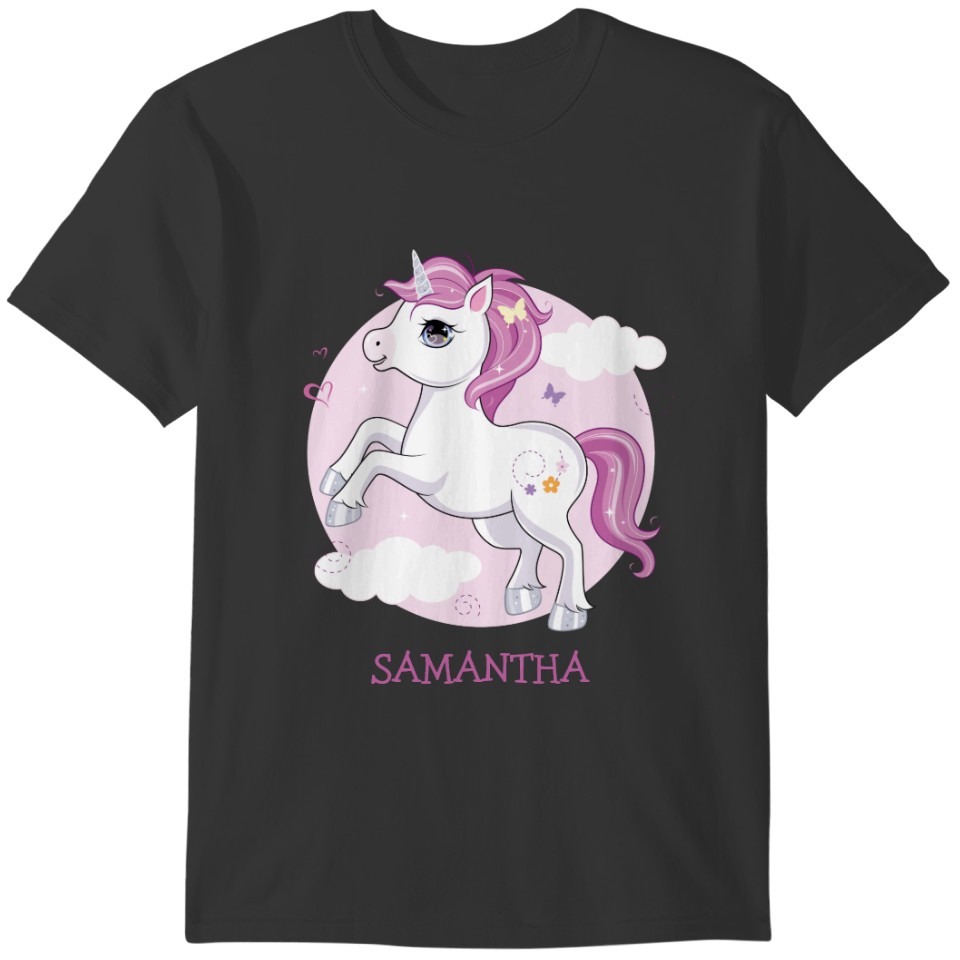 Cute purple unicorn personalized gift for girl T-shirt