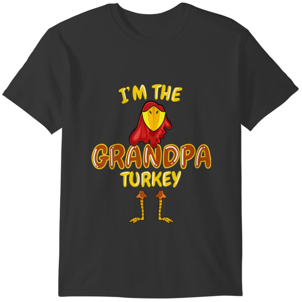 Grandpa Turkey Matching Family PJs Outfit Funny Th T-shirt
