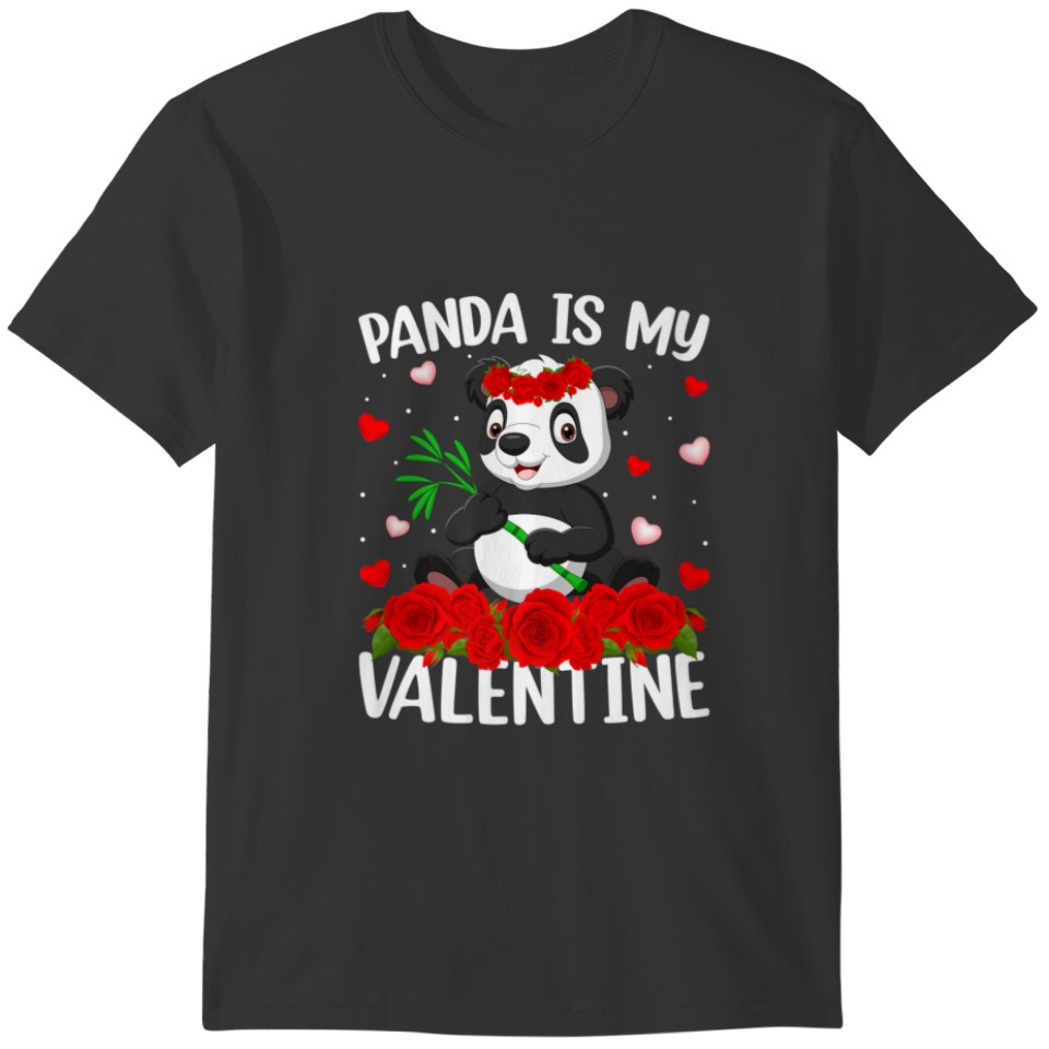 Panda Lover Red Rose Flower Heart Panda Valentine' T-shirt