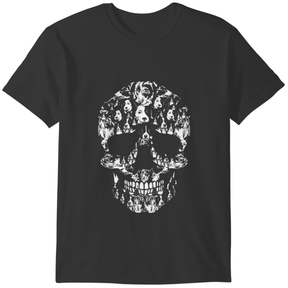 Border Collie Dog Skull Halloween T-shirt