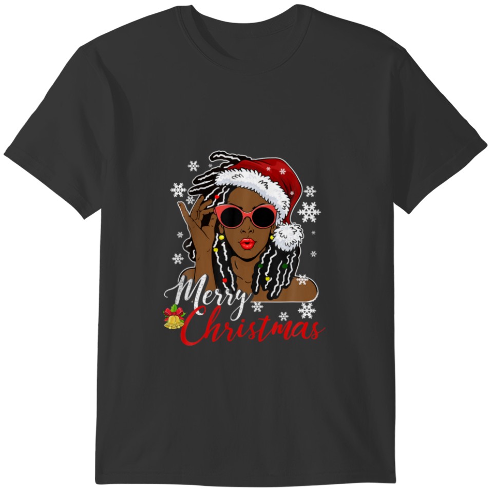 African Black Girl Christmas Santa Claus Merry Chr T-shirt