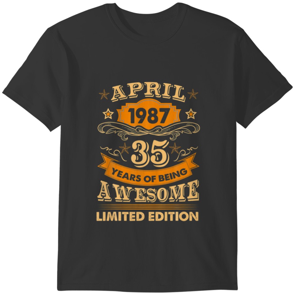 Awesome Since April 1987 35Th Birthday Gift 35Year T-shirt