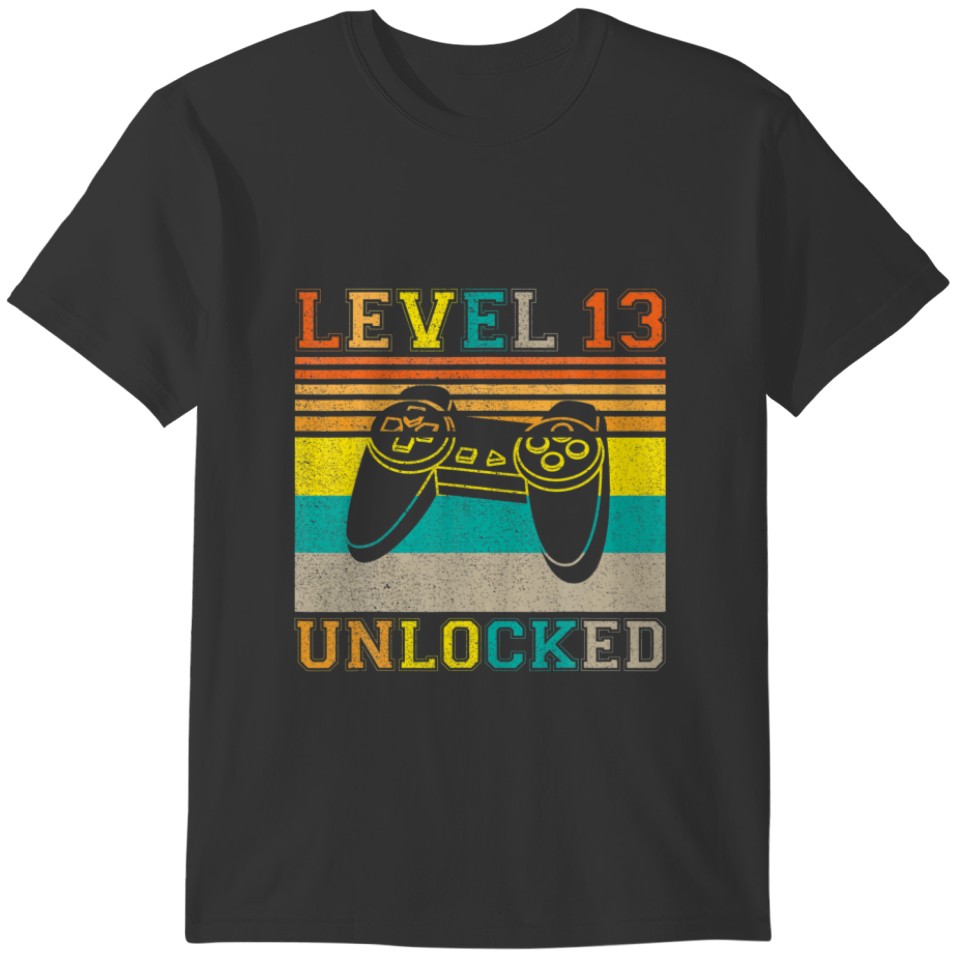 Retro Level 13 Unlocked 13 Years Old 13Th B-Day Ga T-shirt