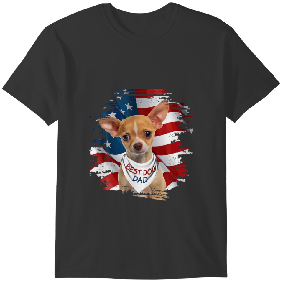 Best Dog Chihuahua Dad Cute USA Flag Happy Father' T-shirt