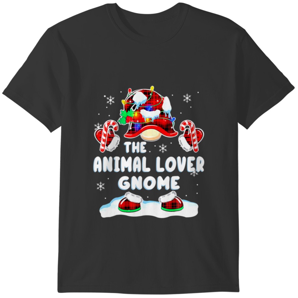 Animal Lover Gnome Gnomies Red Plaid Matching Fami T-shirt