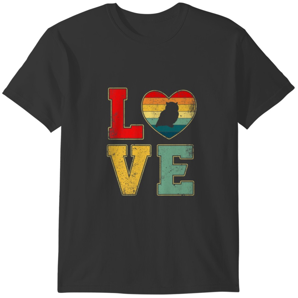 Vintage Love Owl Retro 70S 80S Heart Farm Animals T-shirt