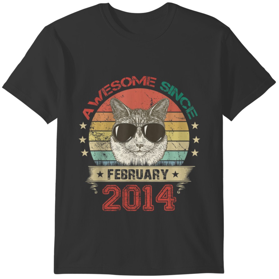 Awesome Since February 2014 Cat Lover Happy Birthd T-shirt