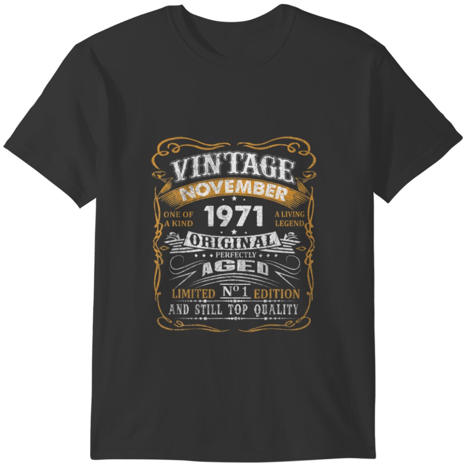50Th Birthday Men Women Vintage November 1971 50 Y T-shirt