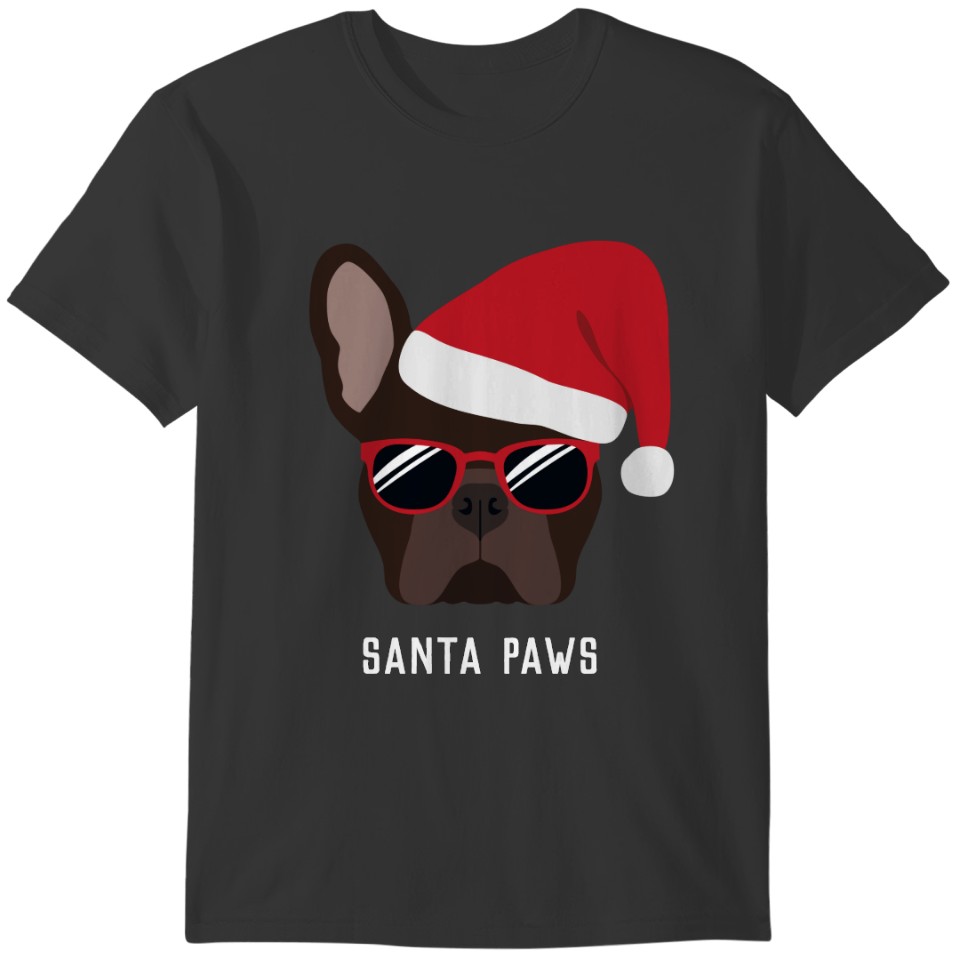 Santa Paws Christmas Brown French Bulldog T-shirt