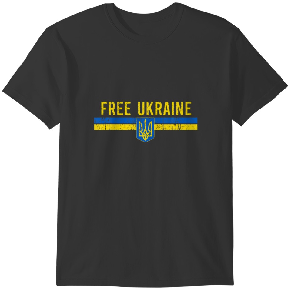 Free Ukraine Distressed Ukrainian Blue Yellow Flag T-shirt