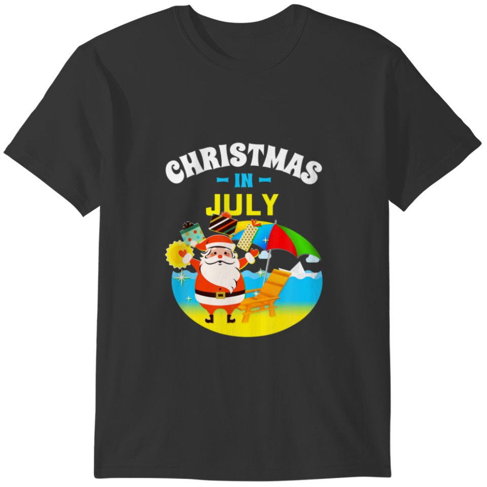 Christmas In July S For Women Men Kids Beach Santa T-shirt