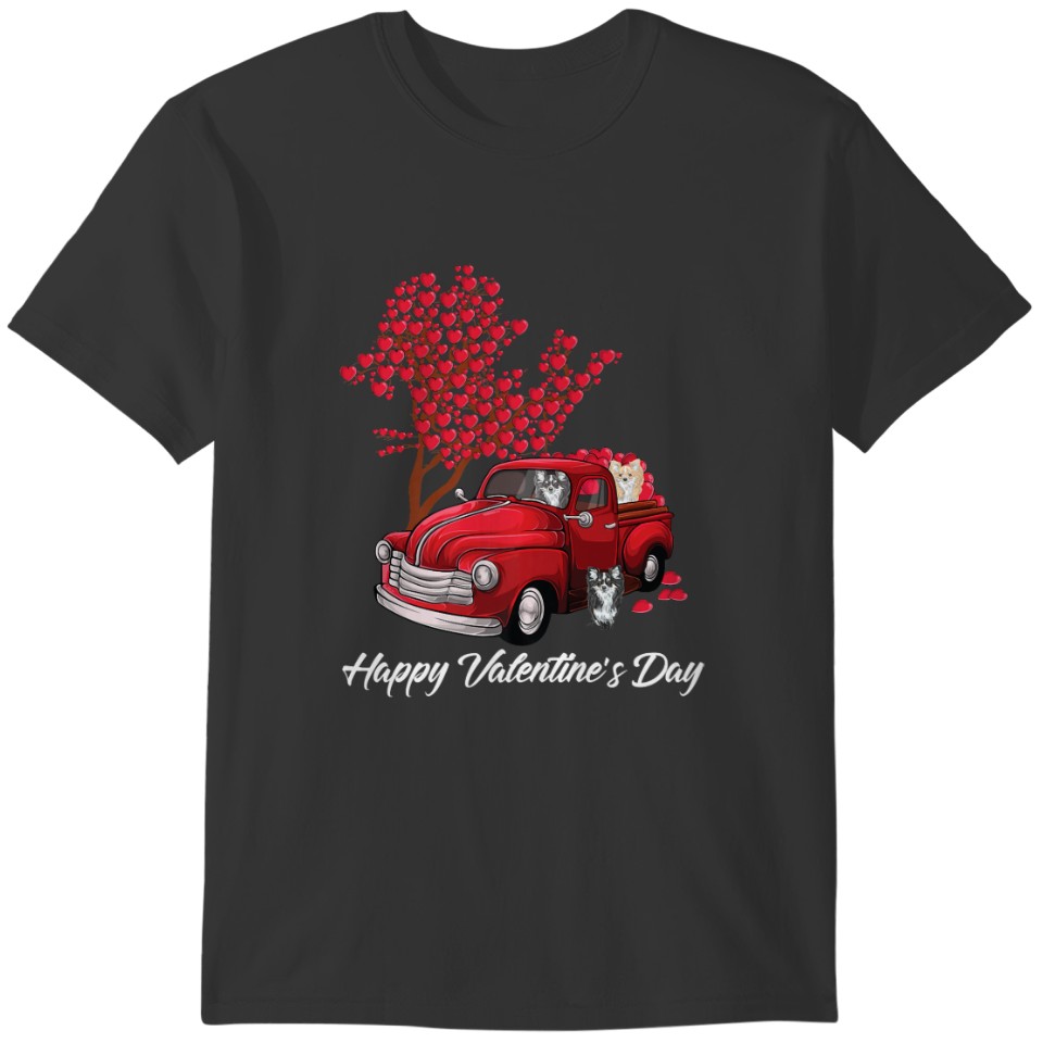 Red Truck Happy Valentines Day Chihuahua dog heart Sleeveless T-shirt