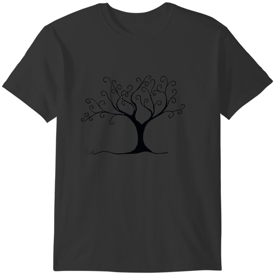 Whimsical Swirly Tree - Pen and Ink Drawing T-shirt