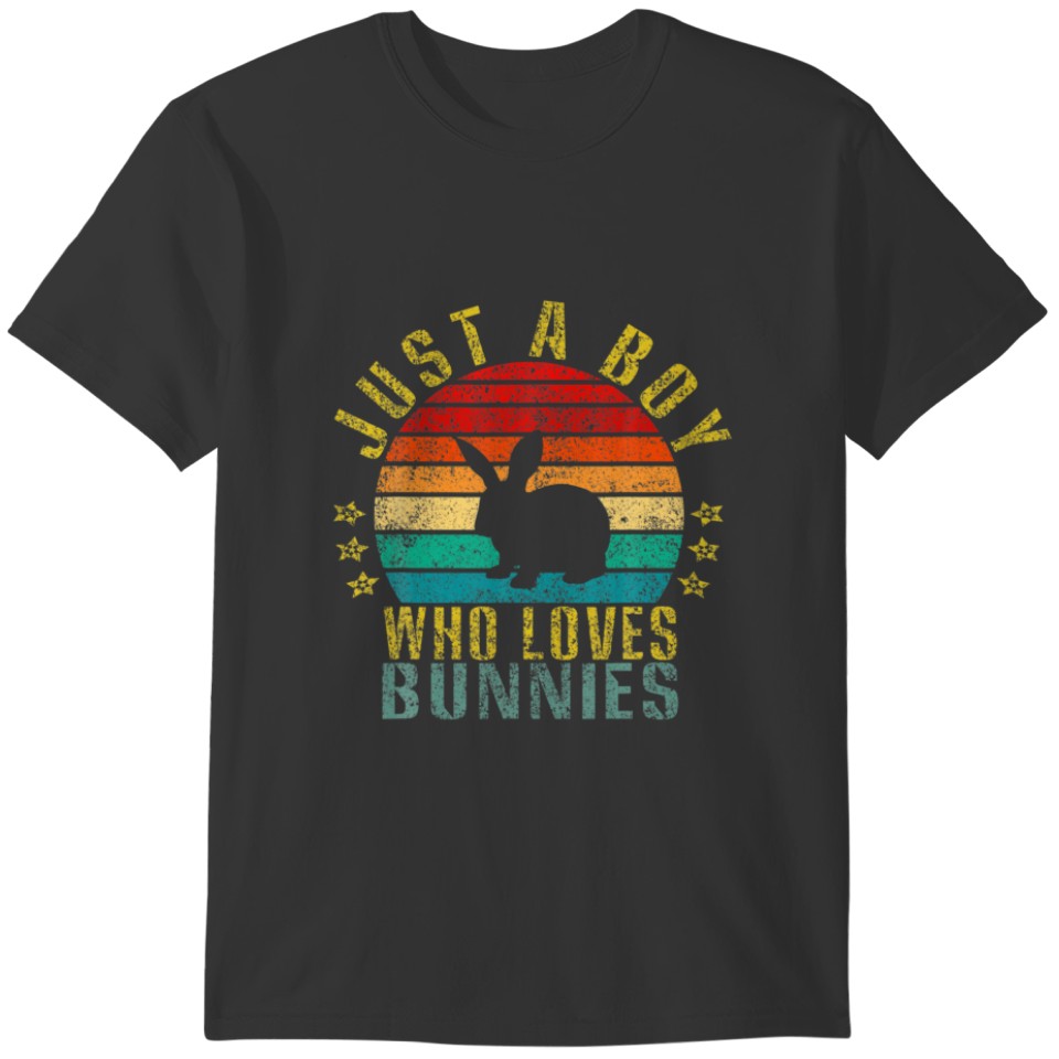 Just A Boy Who Loves Bunnies Funny Retro T-shirt