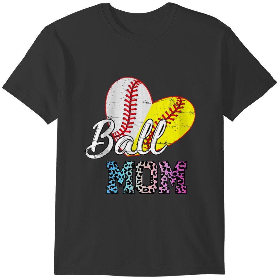 Ball Mom Softball Baseball Tie Dye Leopard Mothers T-shirt