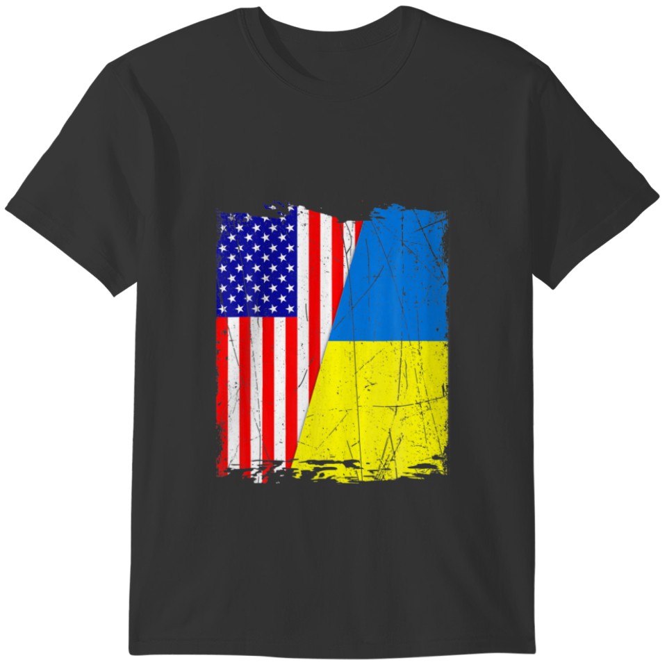 Retro American Ukraine Flag Men Women Patriotic T-shirt