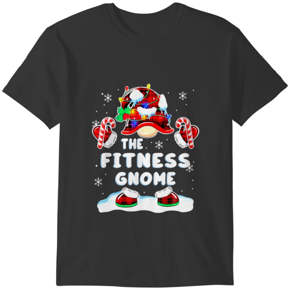 Fitness Gnome Gnomies Red Plaid Matching Family Ch T-shirt