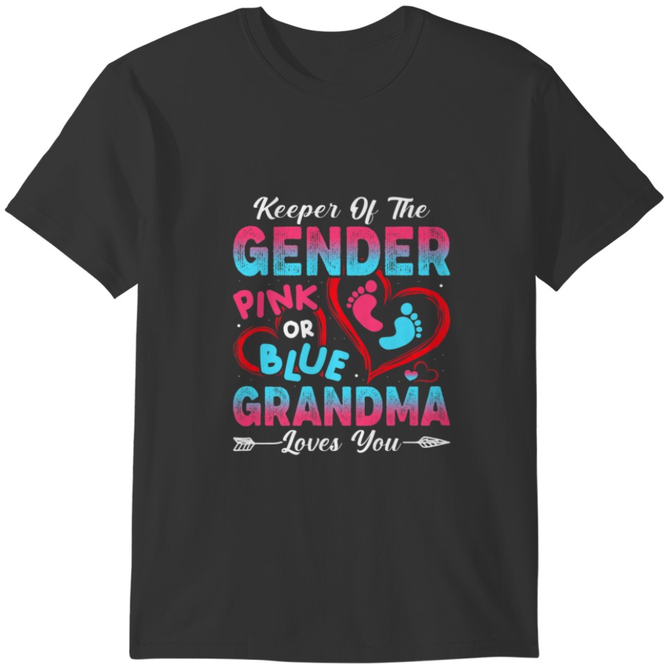 Baby Gender Reveal Shower Pink Or Blue Grandma Lov T-shirt