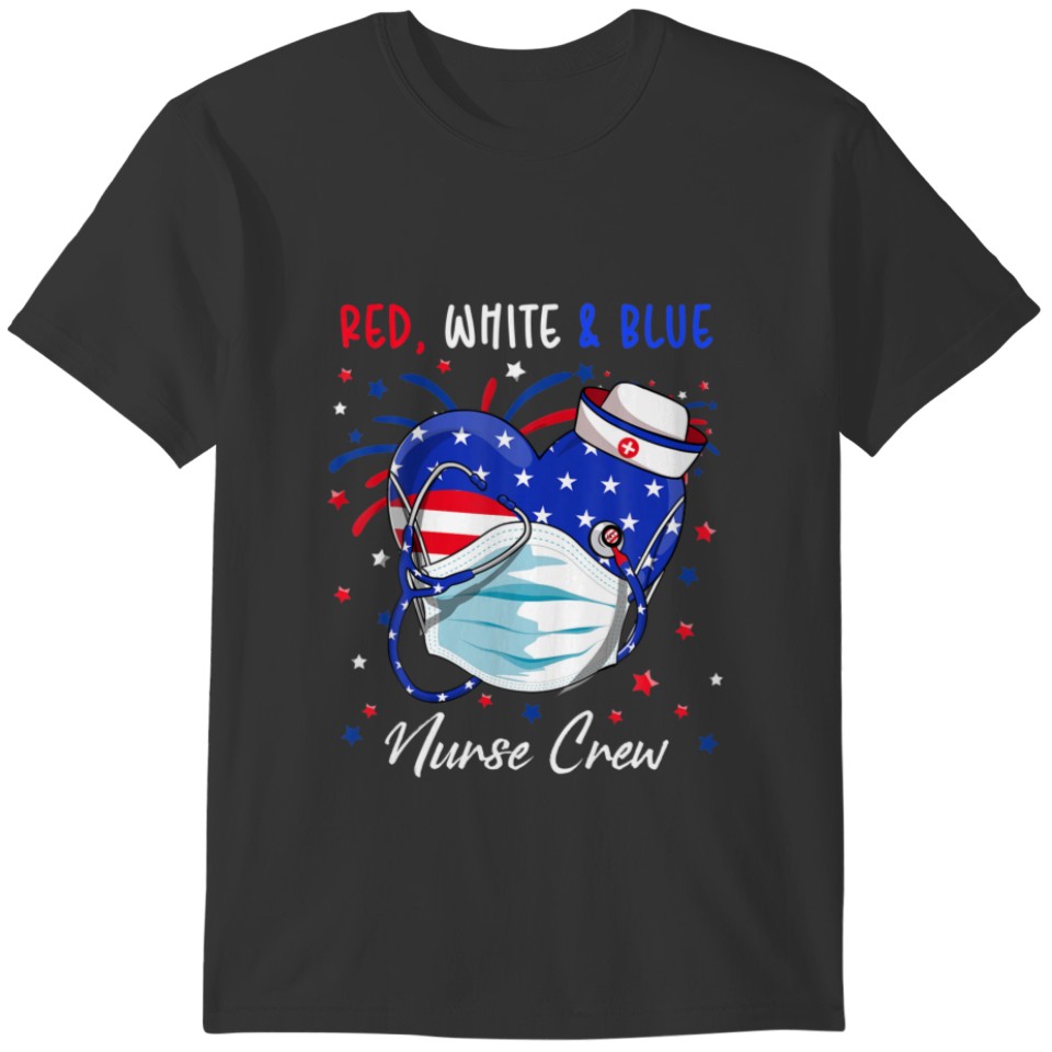 Red White Blue Nurse Crew Heart Cap Stethoscope 4T T-shirt