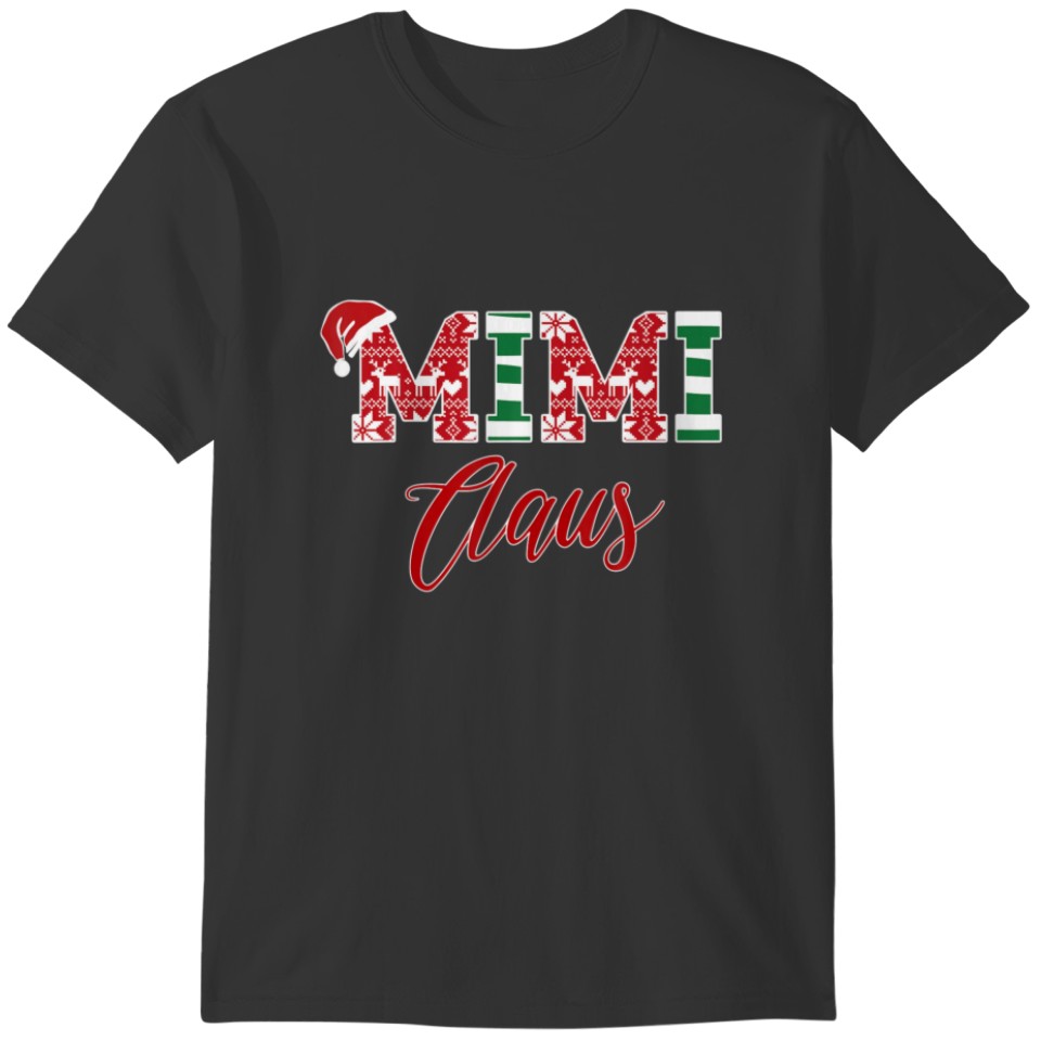 Women Mimi Santa Claus Funny Matching Family Merry T-shirt