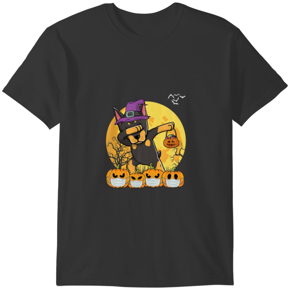 Doberman Dabbing Witch Pumpkin Funny Dog Halloween T-shirt