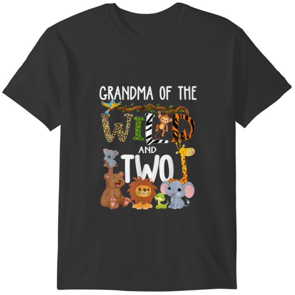 Grandma Of The Wild And Two Zoo Birthday Safari Ju T-shirt
