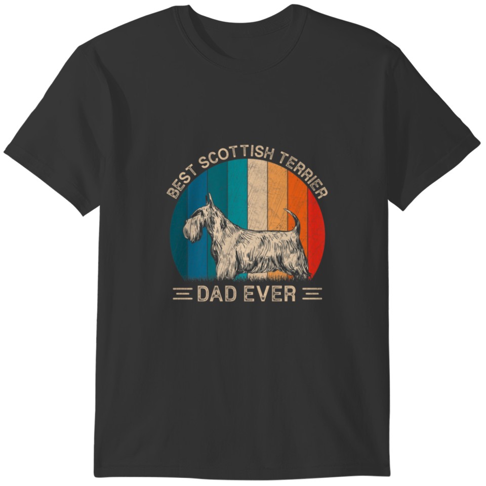 Best Scottish Terrier Dog Dad Ever Retro Graphic F T-shirt