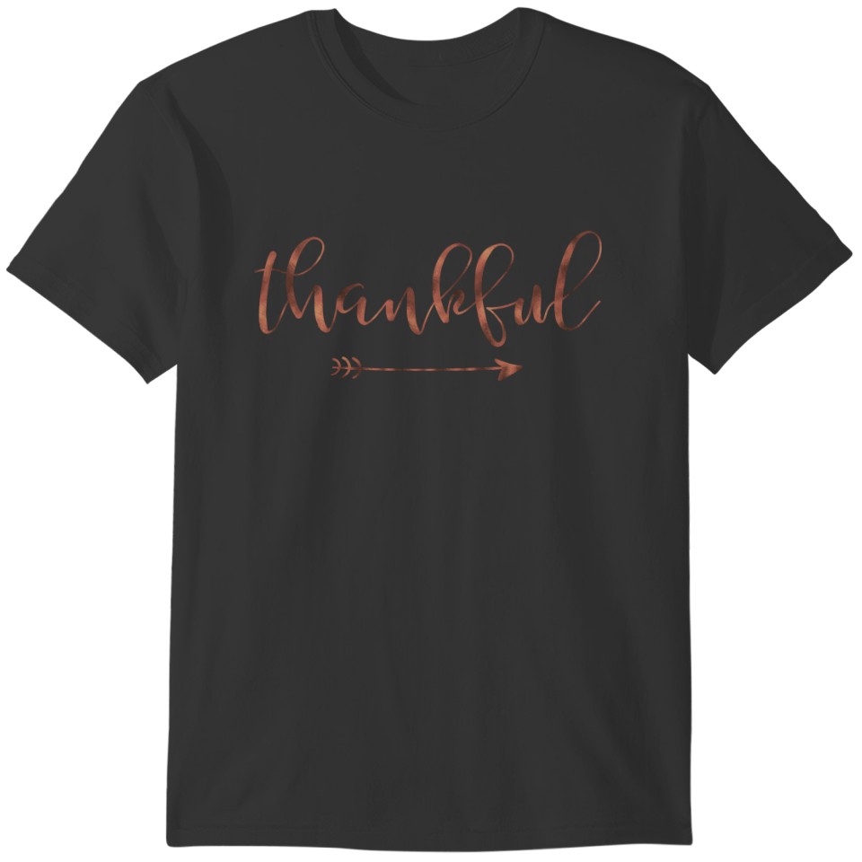 Thankful Modern Rosy Brown Watercolor Typography T-shirt