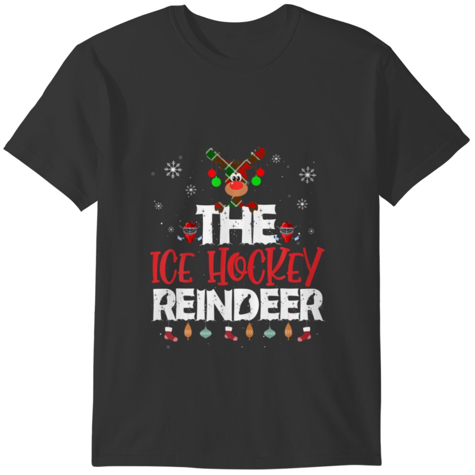 The Ice Hockey Reindeer Christmas Pajama Family Ma T-shirt