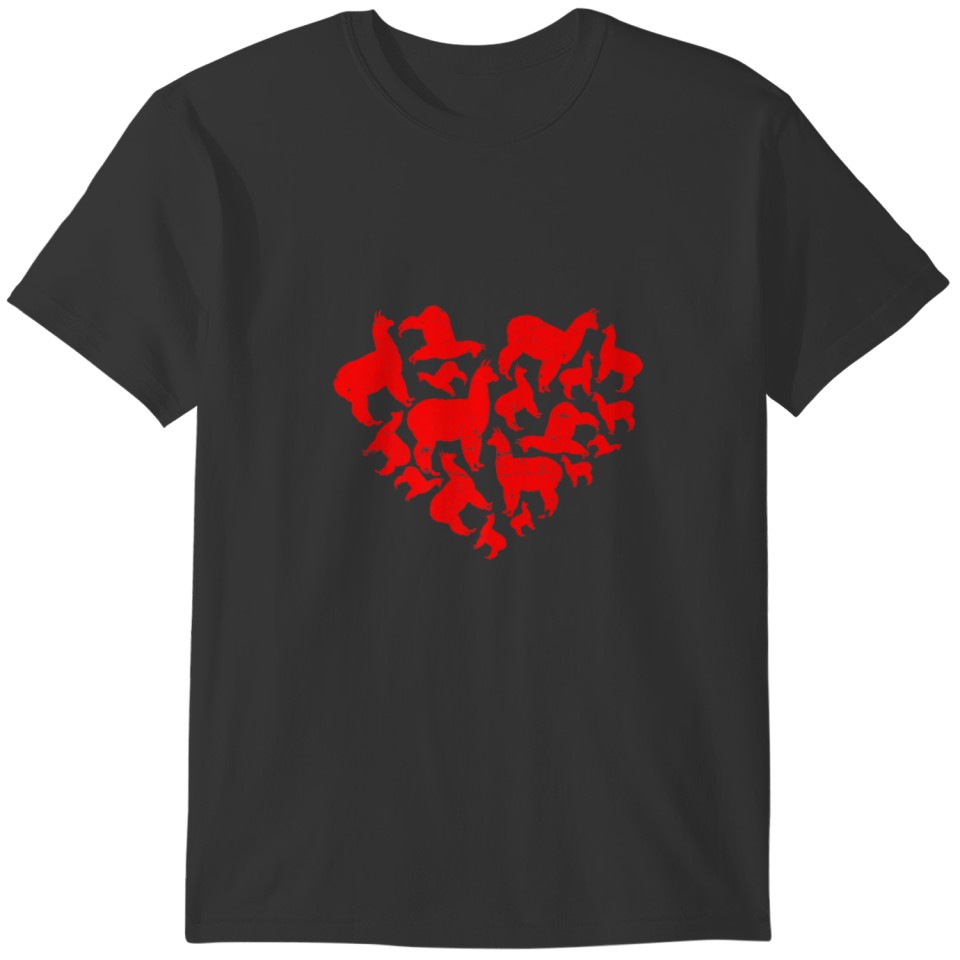Funny Alpaca Valentines Day Hearts Couples Love An T-shirt