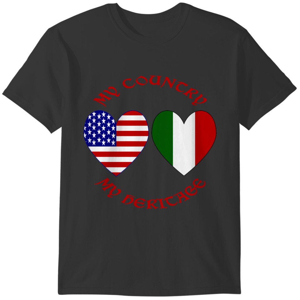 Red Italian USA Country Heritage T-shirt