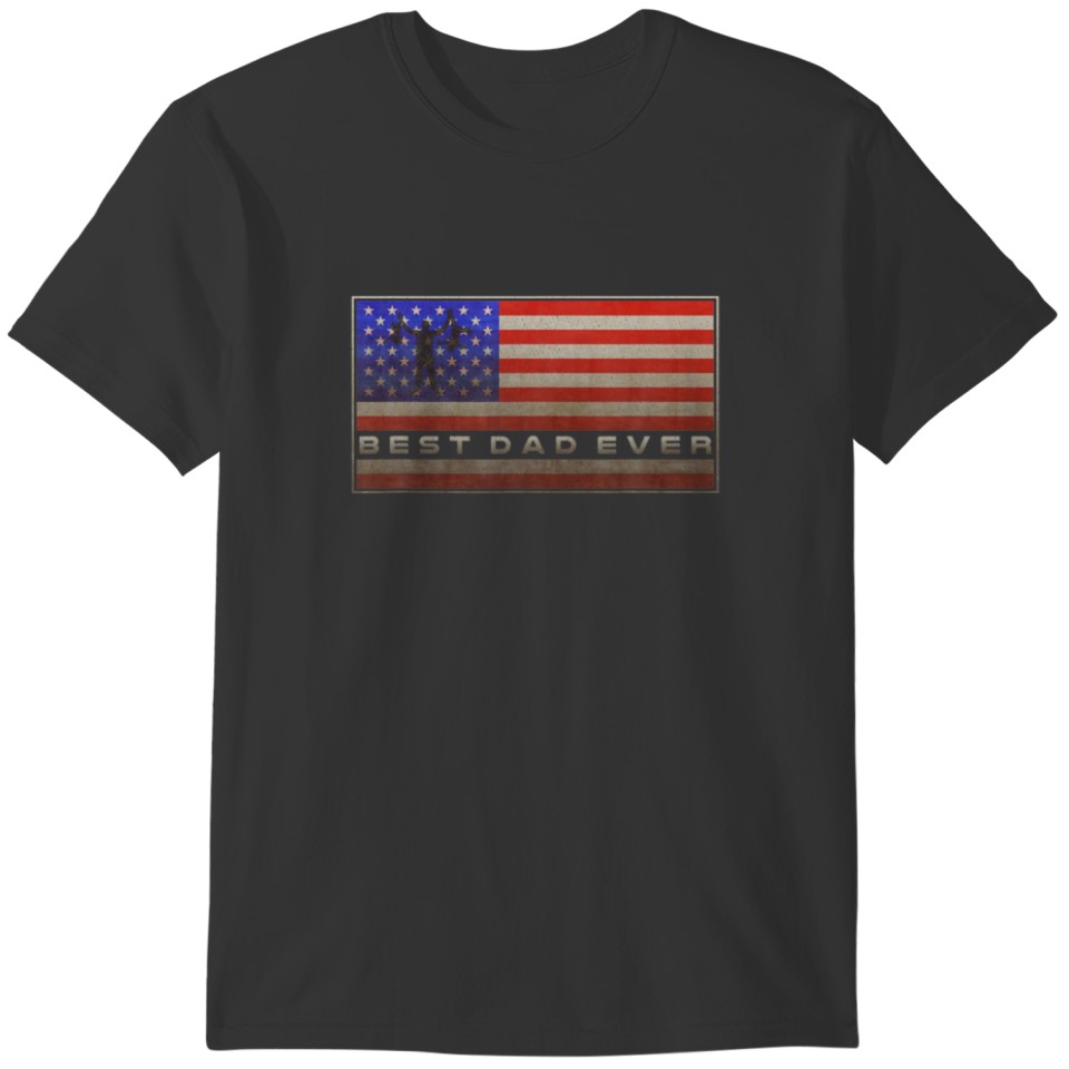 Mens Vintage USA American Flag Best Dad Ever Funny T-shirt