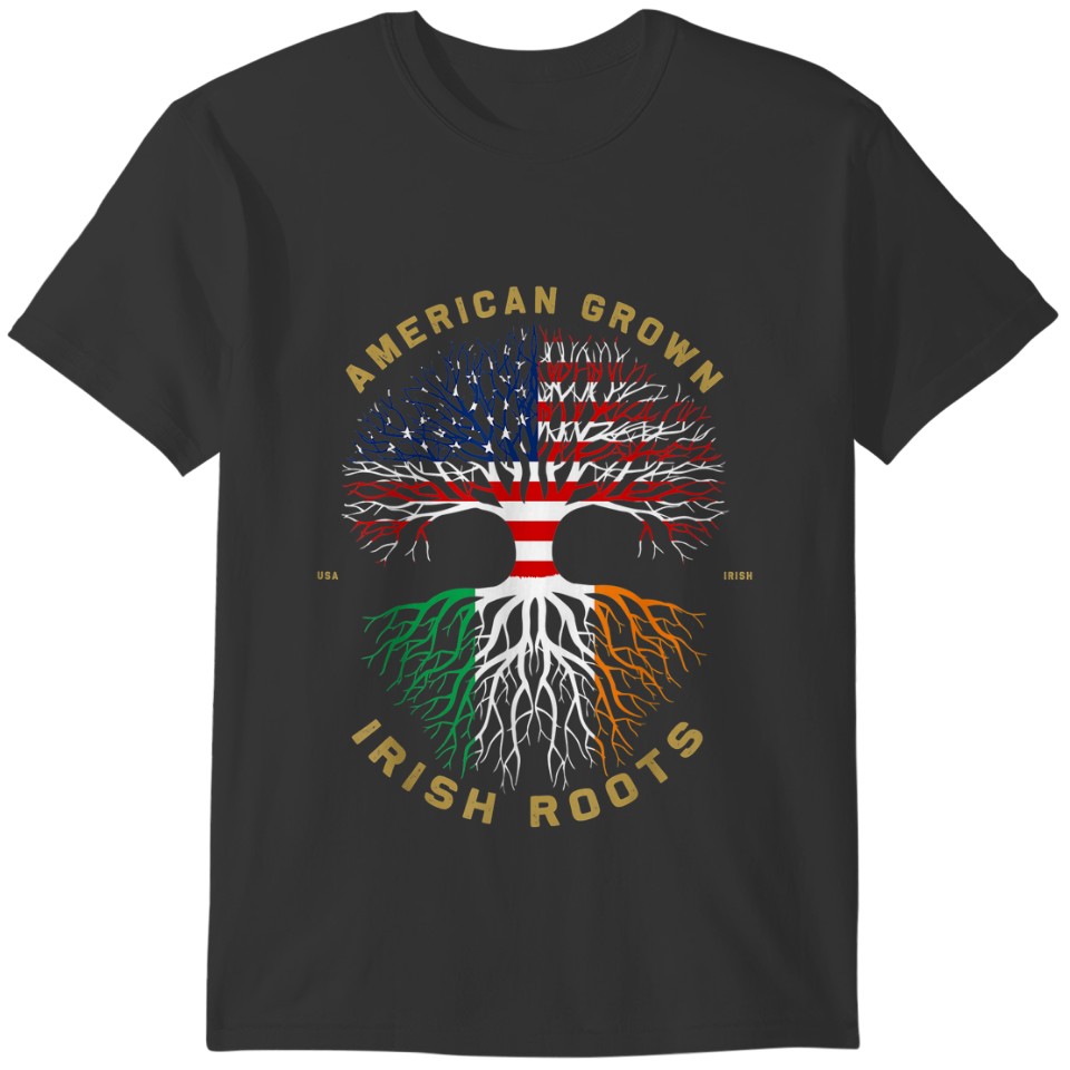 American Grown With Irish Roots Tree USA Flag Uniq T-shirt