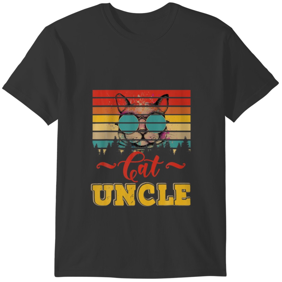 Vintage Retro Cat Uncle Matching Family Cat Owner T-shirt
