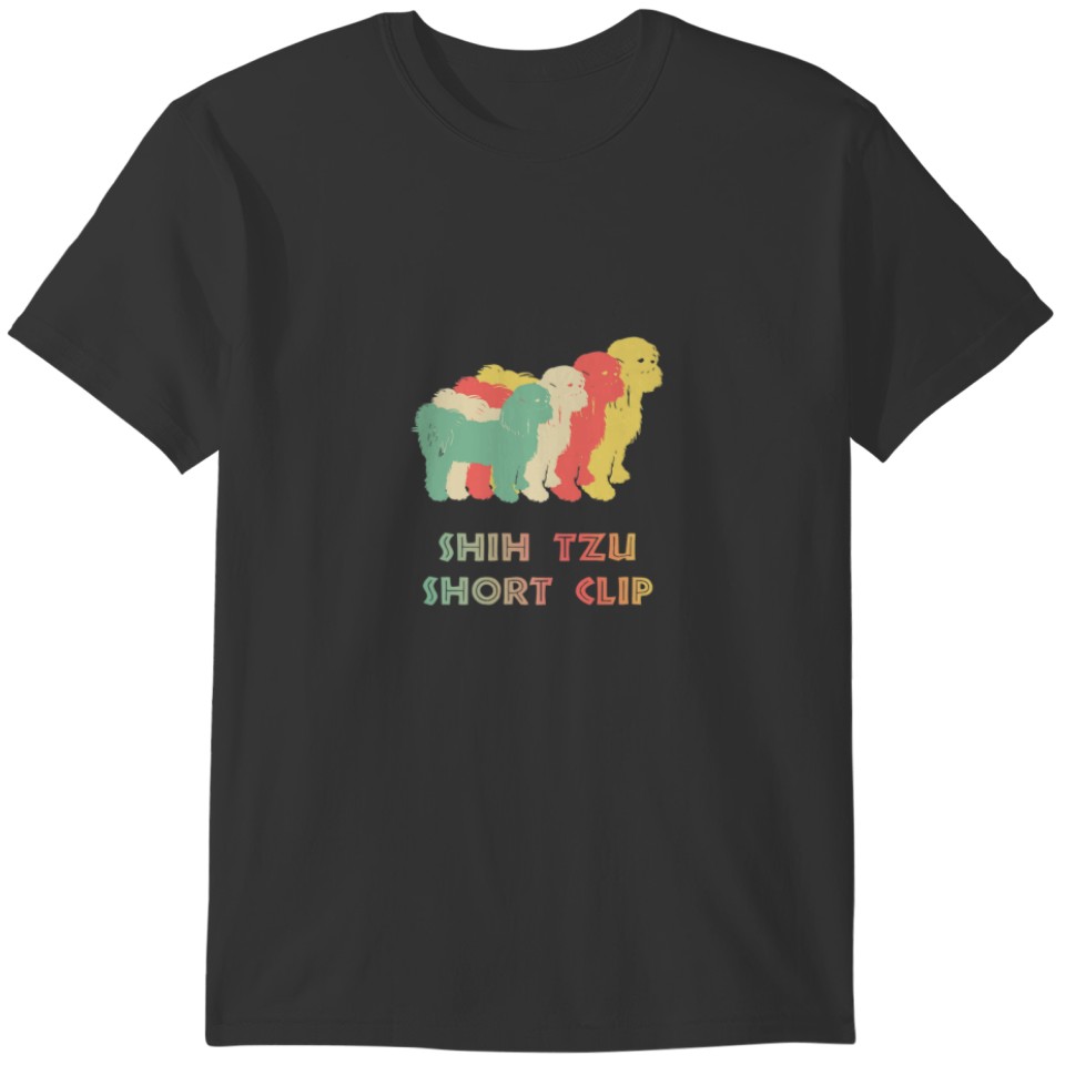 Retro Shih Tzu Short Clip Dog Mom Vintage T-shirt