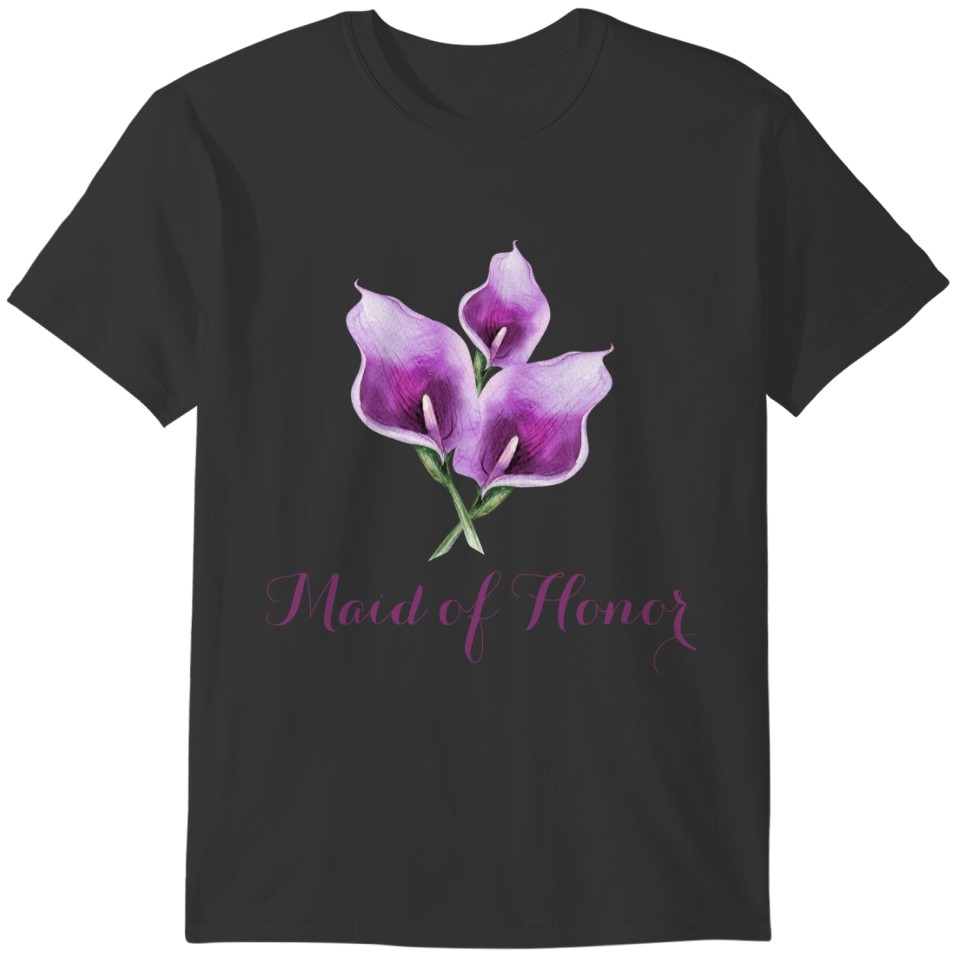 Maid of Honor Floral Purple Calla Lily T-shirt